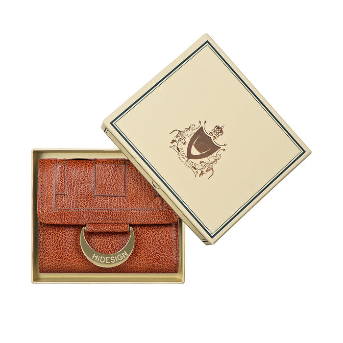Buffy W1 Tan Leather Trifold Wallet