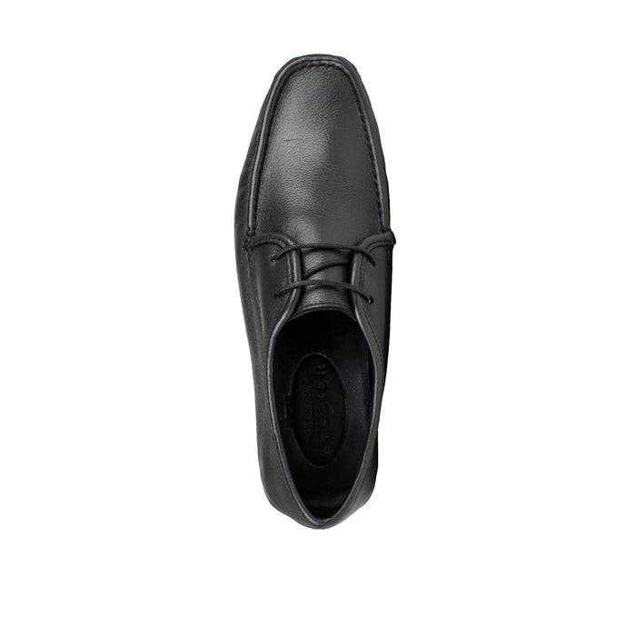 Burgundy Men's Black Leather Derby Shoes