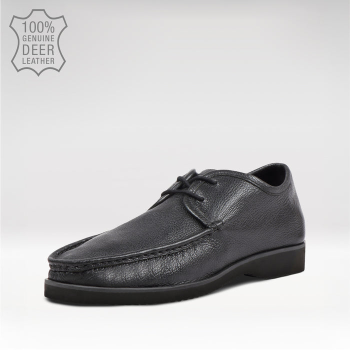 Burgundy Men's Black Leather Lace Up Shoes