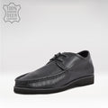 Burgundy Men's Black Leather Lace Up Shoes