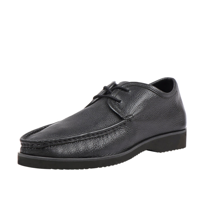 Burgundy Men's Black Leather Lace Up Shoes