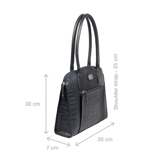Calama 01 Blue Leather Tote Bag