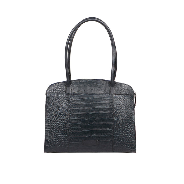 Calama 01 Blue Leather Tote Bag