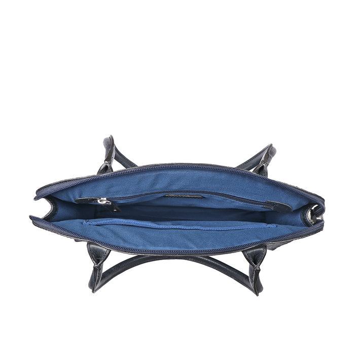 Calama 01 Blue Leather Tote Bag