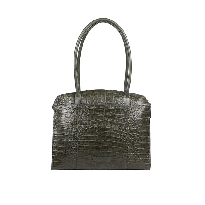 Calama 01 Green Leather Tote Bag