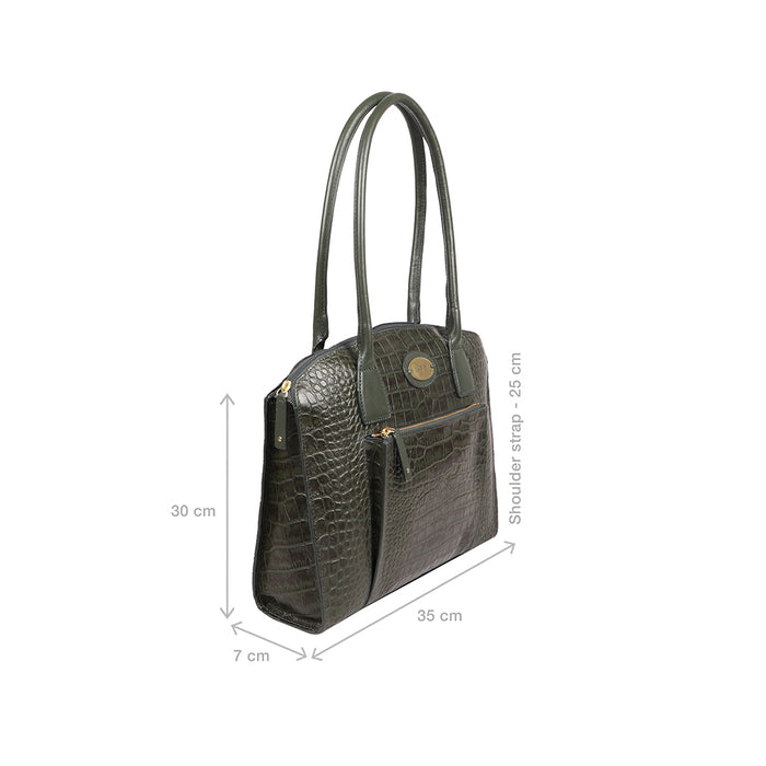 Calama 01 Green Leather Tote Bag