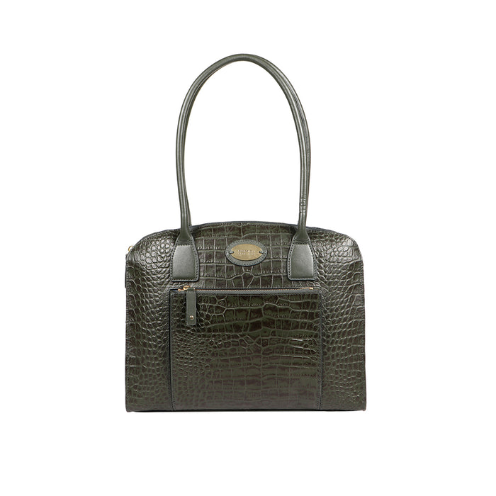 Calama 01 Green Leather Tote Bag