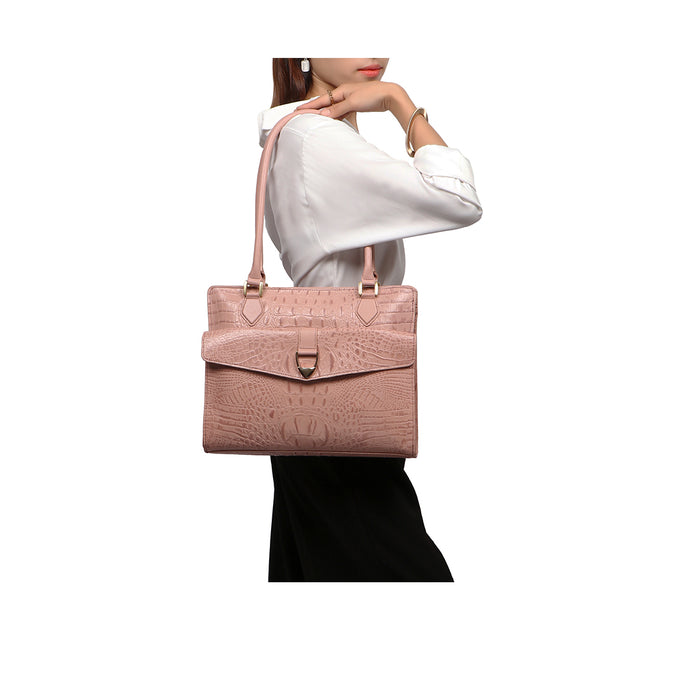 Calama 03 Pink Leather Tote Bag
