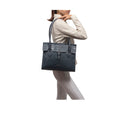 Cali 03 Blue Leather Tote Bag