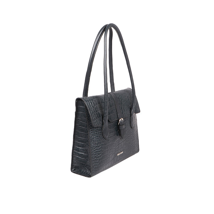Cali 03 Blue Leather Tote Bag