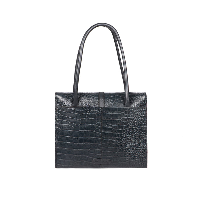 Cali 03 Blue Leather Tote Bag