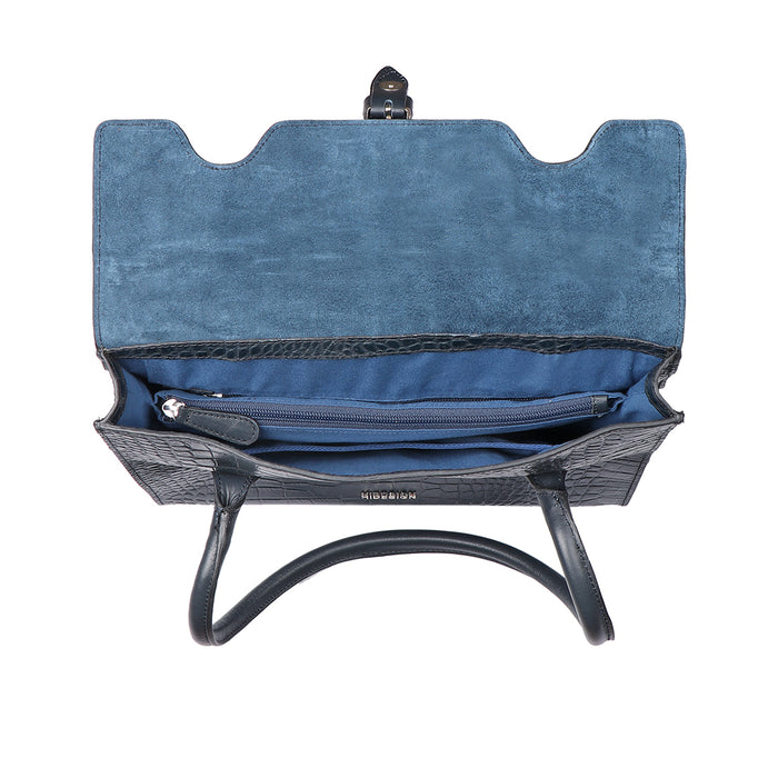 Cali 03 Blue Leather Tote Bag