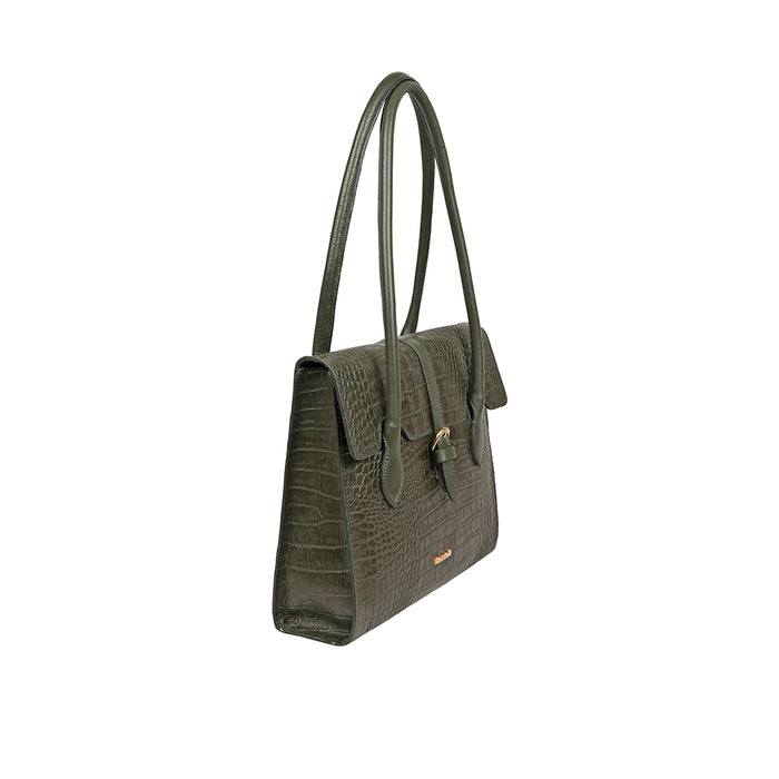 Cali 03 Green Leather Tote Bag