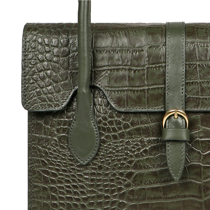 Cali 03 Green Leather Tote Bag