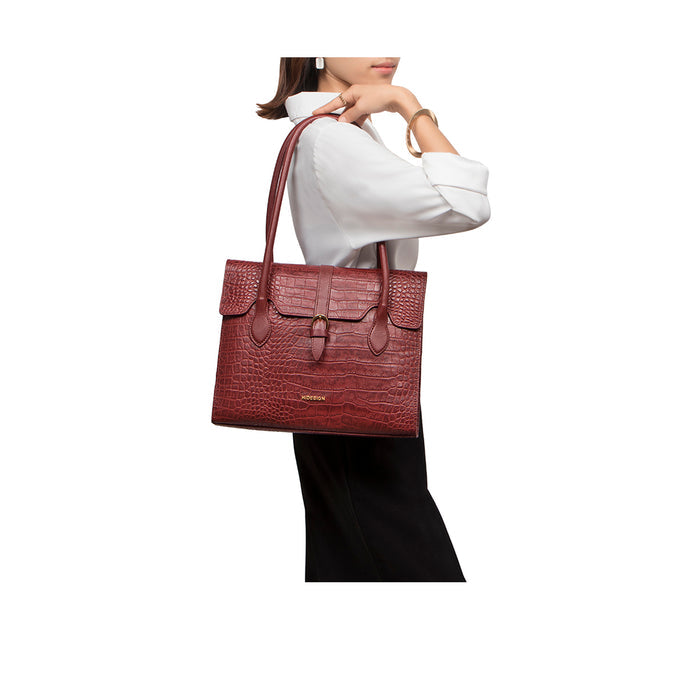 Cali 03 Red Leather Tote Bag
