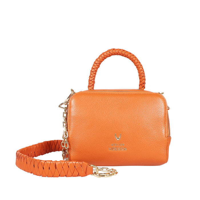Callas 04 Orange Leather Bowling Bag