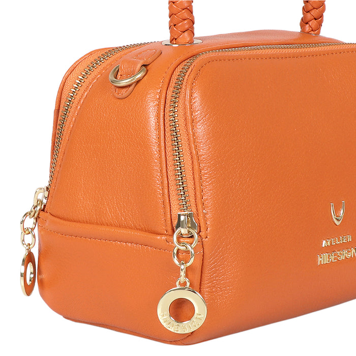 Callas 04 Orange Leather Bowling Bag