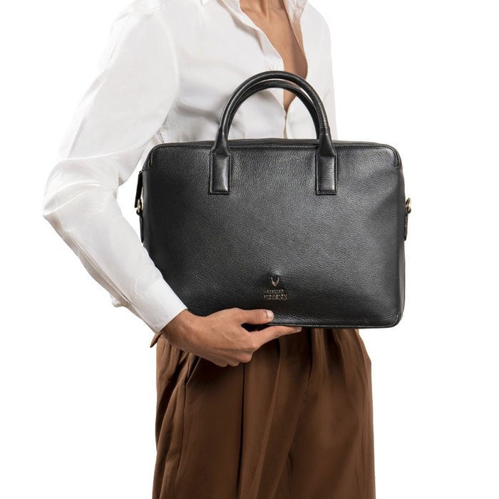 Callas 09 Black Leather  Laptop Bag