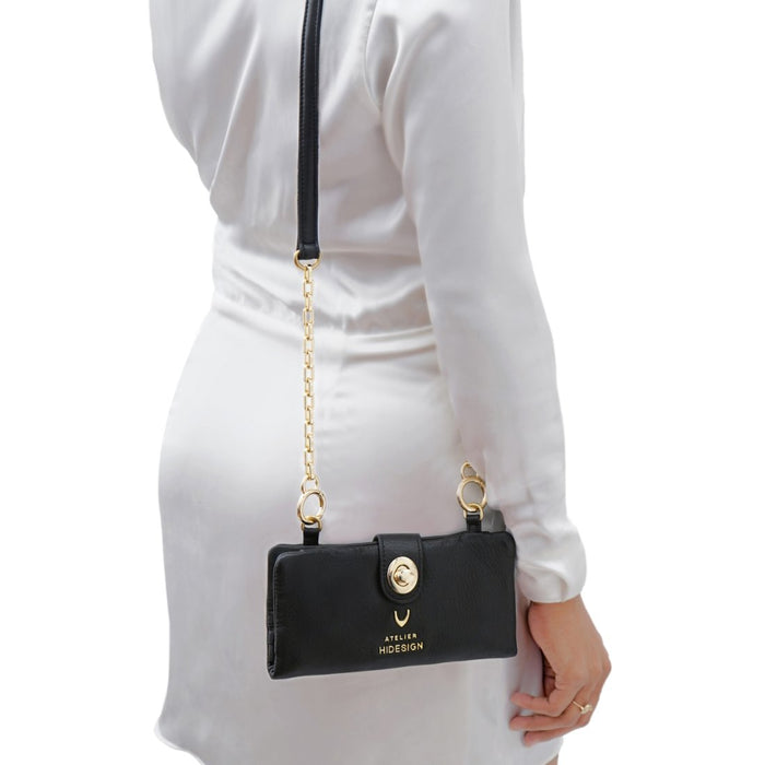 Callas W2 Black Leather Sling Wallet