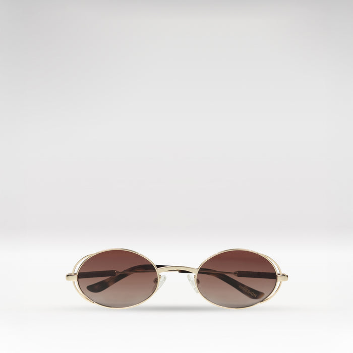 Calypso Women's Brown Retro Oval Sunglasses