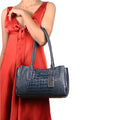 Canton Blue Leather Shoulder Bag
