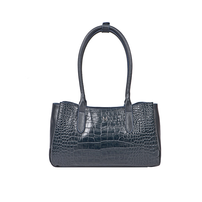 Canton Blue Leather Shoulder Bag