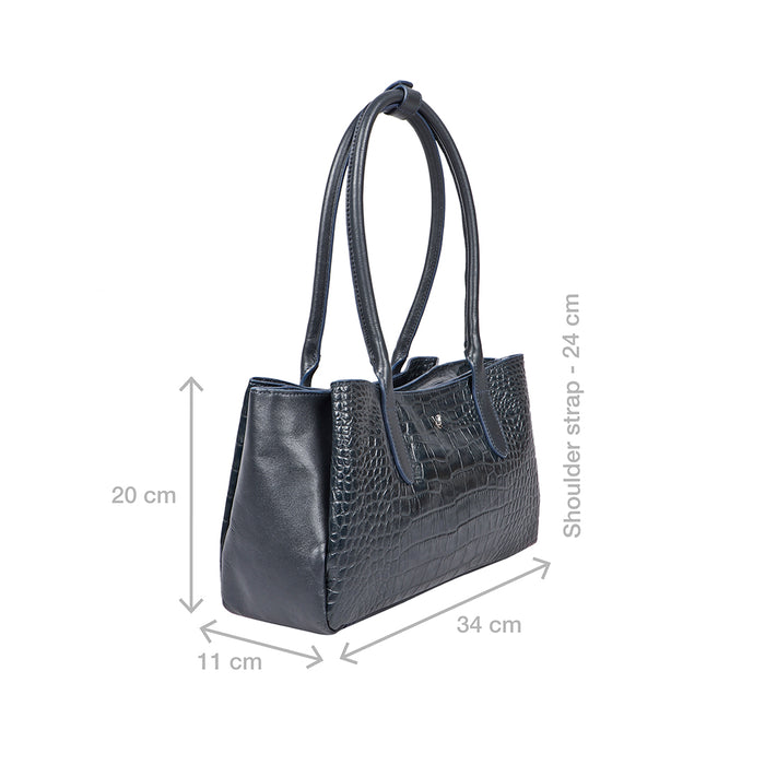 Canton Blue Leather Shoulder Bag