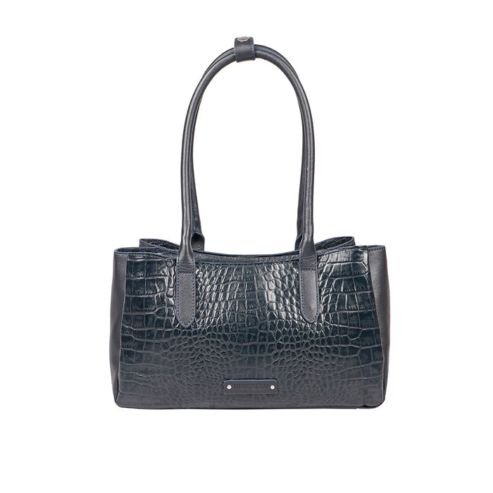 Canton Blue Leather Shoulder Bag