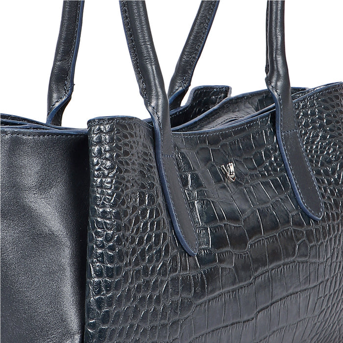 Canton Blue Leather Shoulder Bag