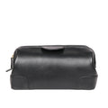Capri Black Leather Wash Bag