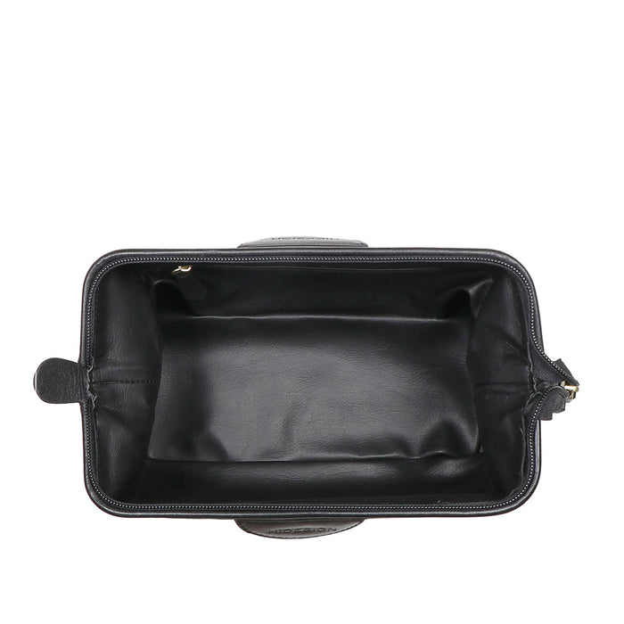 Capri Black Leather Wash Bag