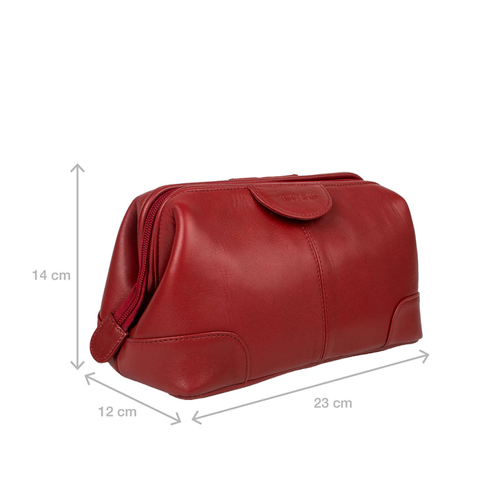 Capri Red Leather Wash Bag