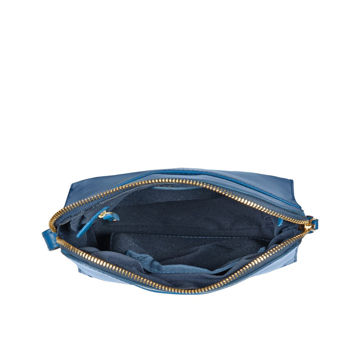 Carey 02 Blue Leather Shoulder Bag