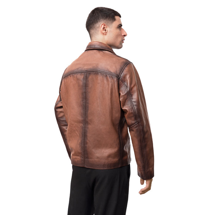 Carlos 01 Men's Brown Zip Up Style Leather Jacket
