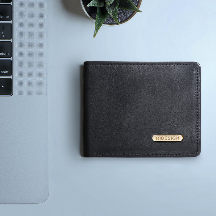 Carlos-W02 Sb Black Leather Bi-Fold Wallet