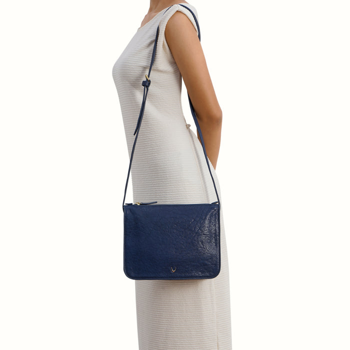 Carmel 01 Blue Leather Sling Bag