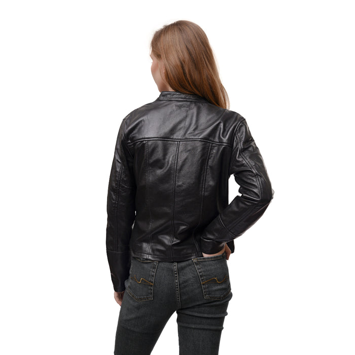 Carmen 01 Women's Black Racer Style Leather Jacket