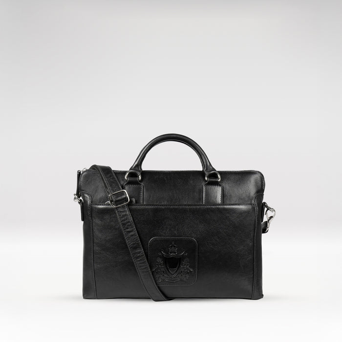 Carnegie 01 Black Leather  Laptop Bag