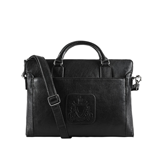 Carnegie 01 Black Leather  Laptop Bag