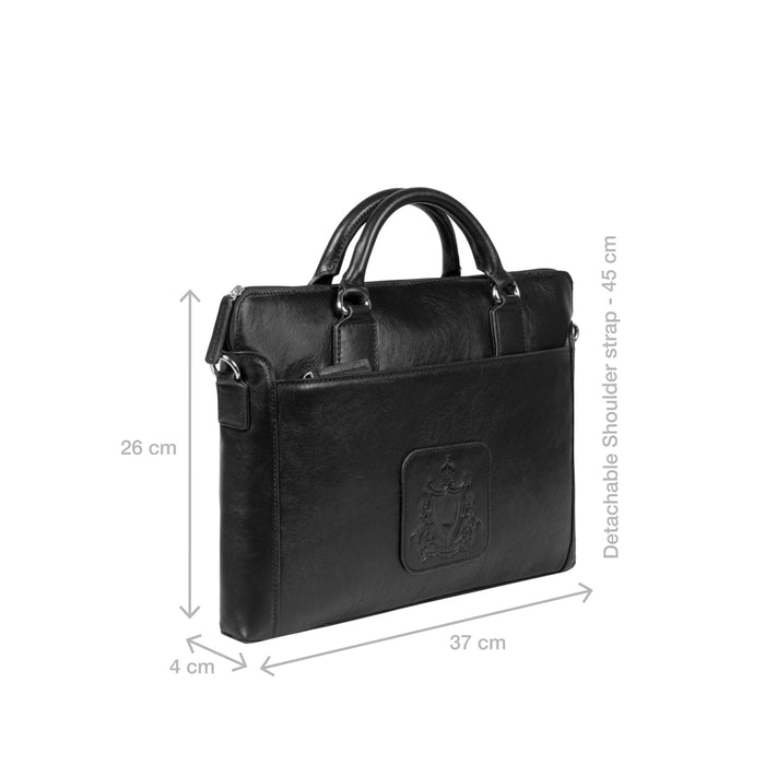 Carnegie 01 Black Leather  Laptop Bag