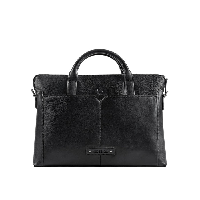 Carnegie 01 Black Leather  Laptop Bag