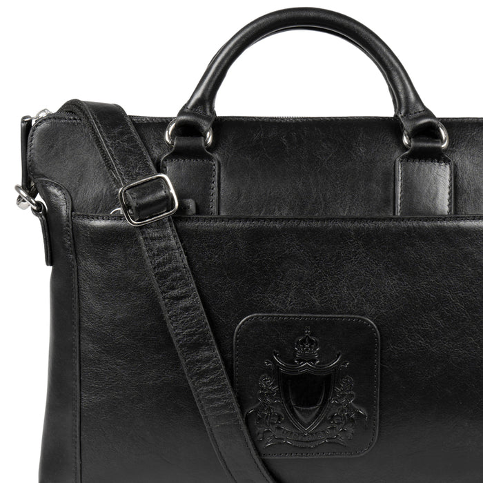 Carnegie 01 Black Leather  Laptop Bag