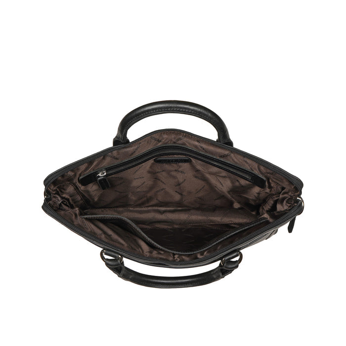 Carnegie 01 Black Leather  Laptop Bag