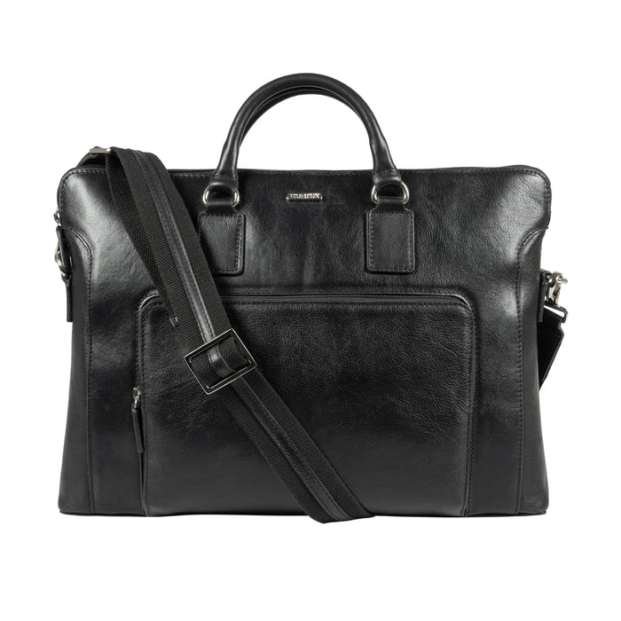 Carnegie 02 Black Leather  Laptop Bag