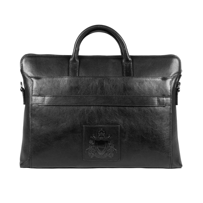 Carnegie 02 Black Leather  Laptop Bag