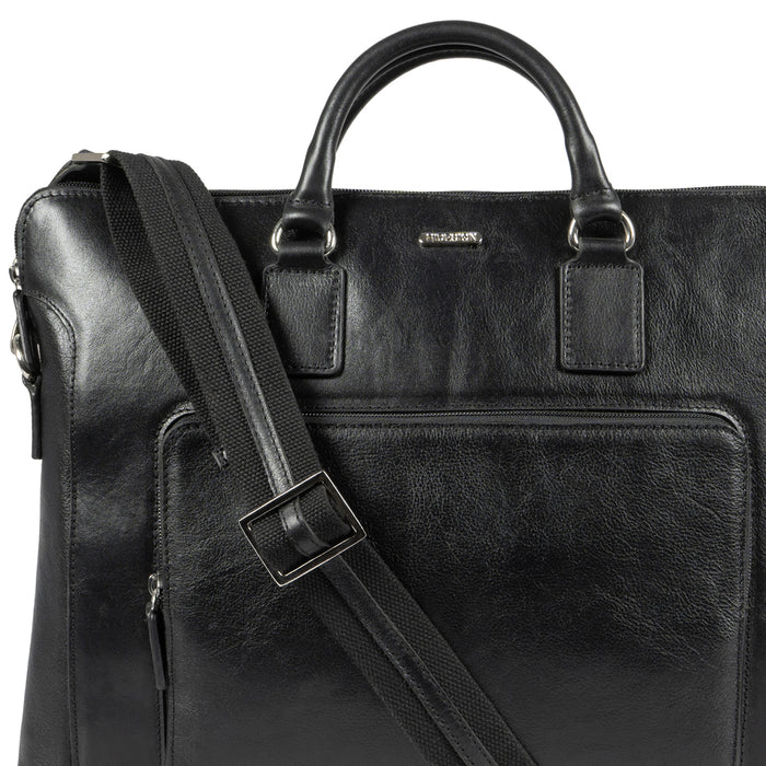 Carnegie 02 Black Leather  Laptop Bag