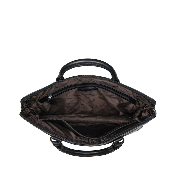 Carnegie 02 Black Leather  Laptop Bag