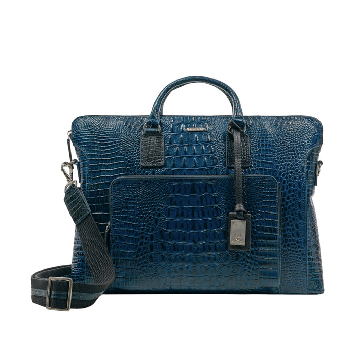 Carnegie 02 Blue Leather Laptop Bag
