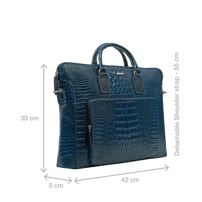 Carnegie 02 Blue Leather Laptop Bag
