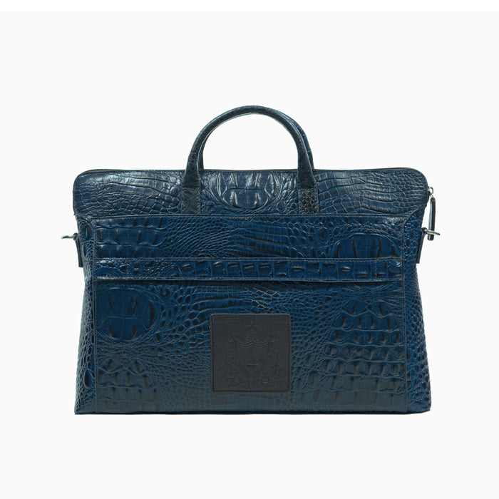 Carnegie 02 Blue Leather Laptop Bag